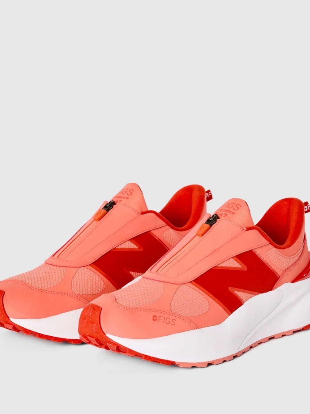 NWT - Figs Women's Coral and Red Slip-On Zip-Front Sneakers